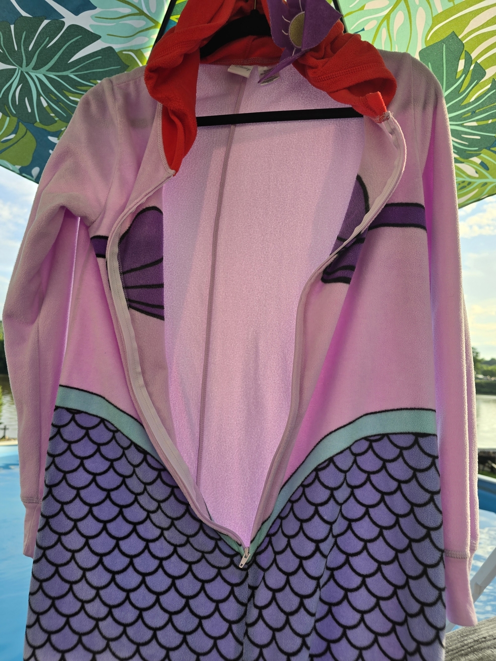 Disney Pink Purple Ombre Mermaid Onesie Pajamas - Picture 6 of 9